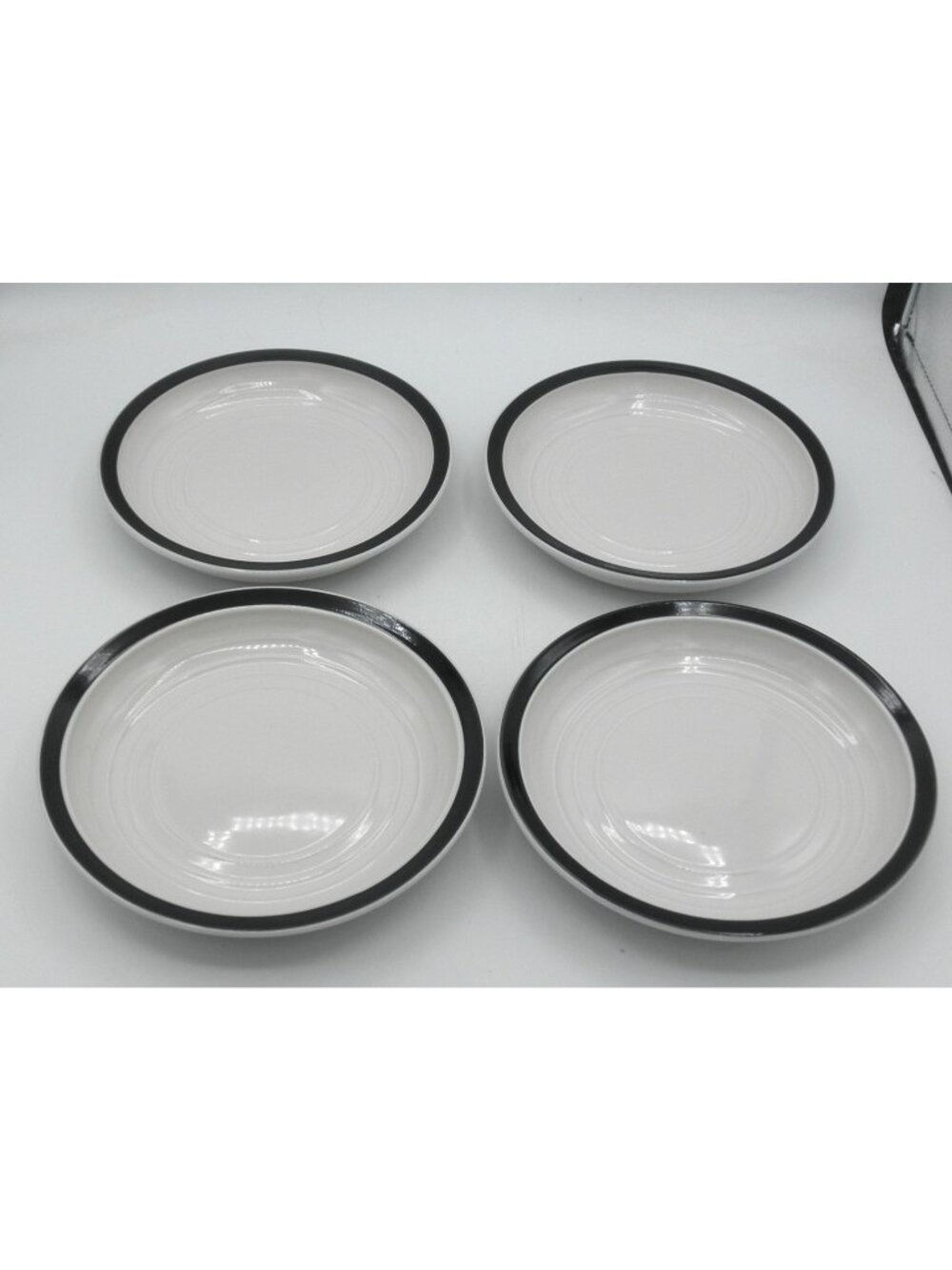 HMQ87 by Home 7-1/4 Inch Salad Plates Set of 4 White Black Band Target hOme